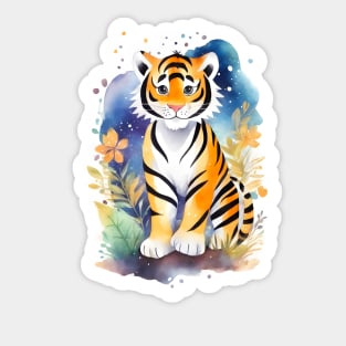 Watercolor tiger childrens illustration Sticker